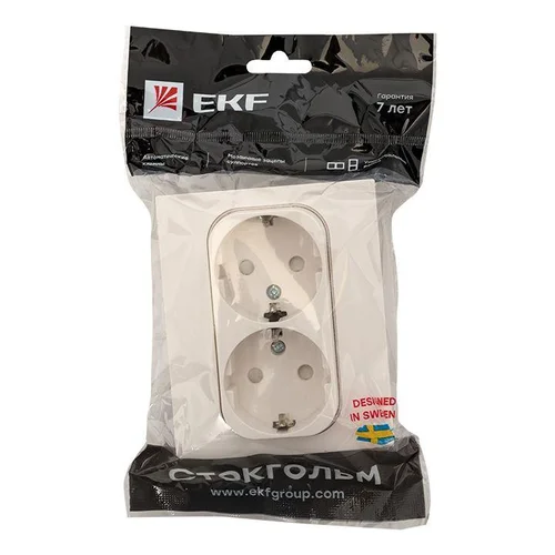 Розетка 2-м СП Стокгольм 16А IP20 с заземл. защ. шторки бел. PROxima EKF EXR16-128-10 Розетка 2-м СП Стокгольм 16А IP20 с заземл. защ. шторки бел. PROxima EKF EXR16-128-10