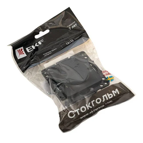 Розетка 1-м СП Стокгольм 16А IP44 с заземл.защ. шторки с крышкой механизм черн. PROxima EKF EZR16-02