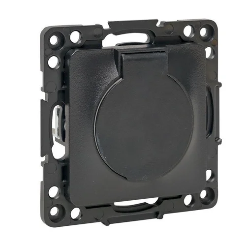 Розетка 1-м СП Стокгольм 16А IP44 с заземл.защ. шторки с крышкой механизм черн. PROxima EKF EZR16-02