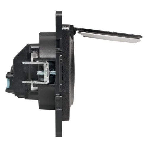 Розетка 1-м СП Стокгольм 16А IP44 с заземл.защ. шторки с крышкой механизм черн. PROxima EKF EZR16-02