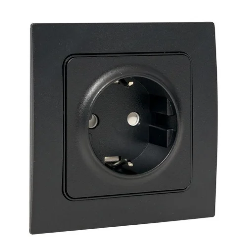 Розетка 1-м СП Стокгольм 16А с заземл. защ. шторки винтов. клеммы механизм черн. PROxima EKF EZR16-0