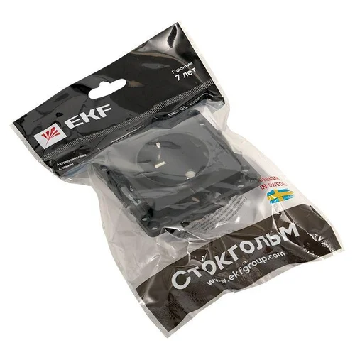 Розетка 1-м СП Стокгольм 16А с заземл. защ. шторки винтов. клеммы механизм черн. PROxima EKF EZR16-0