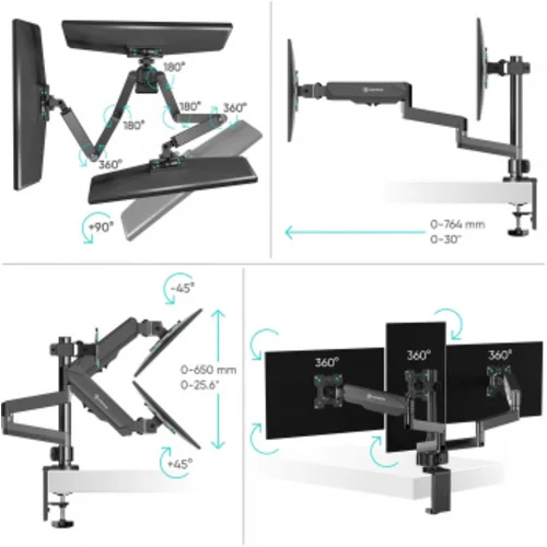 Кронштейн для мониторов Onkron G280 черный 13"-32" макс.24кг настольный поворот и наклон верт.переме