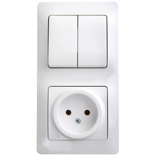 Блок комбинированный Glossa (розетка + 2-кл. выкл.) бел. SE GSL000172 Блок комбинированный Glossa (розетка + 2-кл. выкл.) бел. SE GSL000172