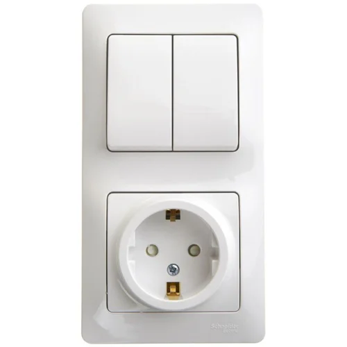 Блок комбинированный Glossa (розетка защ. шторки с заземл.+ 2-кл. выкл.) бел. SE GSL000174 Блок комбинированный Glossa (розетка защ. шторки с заземл.+ 2-кл. выкл.) бел. SE GSL000174