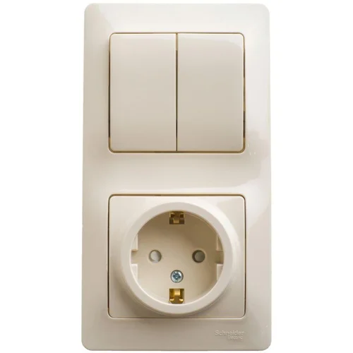 Блок комбинированный Glossa (розетка защ. шторки с заземл.+ 2-кл. выкл.) беж. SE GSL000274 Блок комбинированный Glossa (розетка защ. шторки с заземл.+ 2-кл. выкл.) беж. SE GSL000274