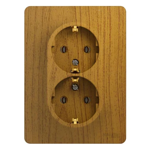 Розетка 2-м СП Glossa 16А IP20 с заземл. в сборе дерево дуб SE GSL000524 Розетка 2-м СП Glossa 16А IP20 с заземл. в сборе дерево дуб SE GSL000524