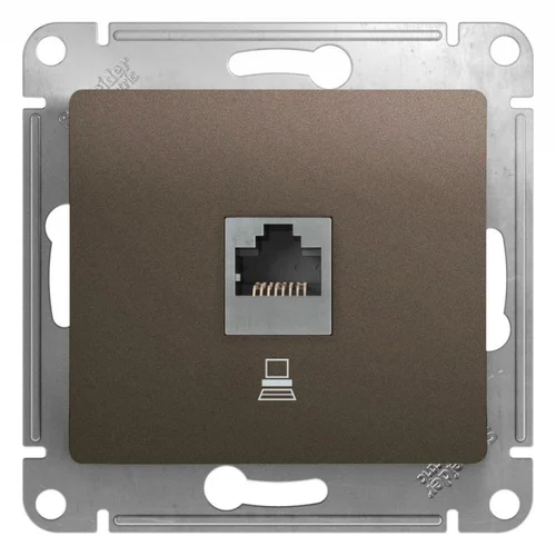 Розетка компьютерная 1-м Glossa RJ45 кат.5E механизм шоколад SE GSL000881K Розетка компьютерная 1-м Glossa RJ45 кат.5E механизм шоколад SE GSL000881K