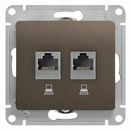 Розетка компьютерная 2-м Glossa RJ45 кат.5E механизм шоколад SE GSL000885KK Розетка компьютерная 2-м Glossa RJ45 кат.5E механизм шоколад SE GSL000885KK