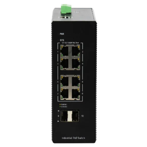 Промышленный управляемый PoE коммутатор L2+, 8 порта GE PoE 240W + 2 порта uplink GE SFP Промышленный управляемый PoE коммутатор L2+, 8 порта GE PoE 240W + 2 порта uplink GE SFP