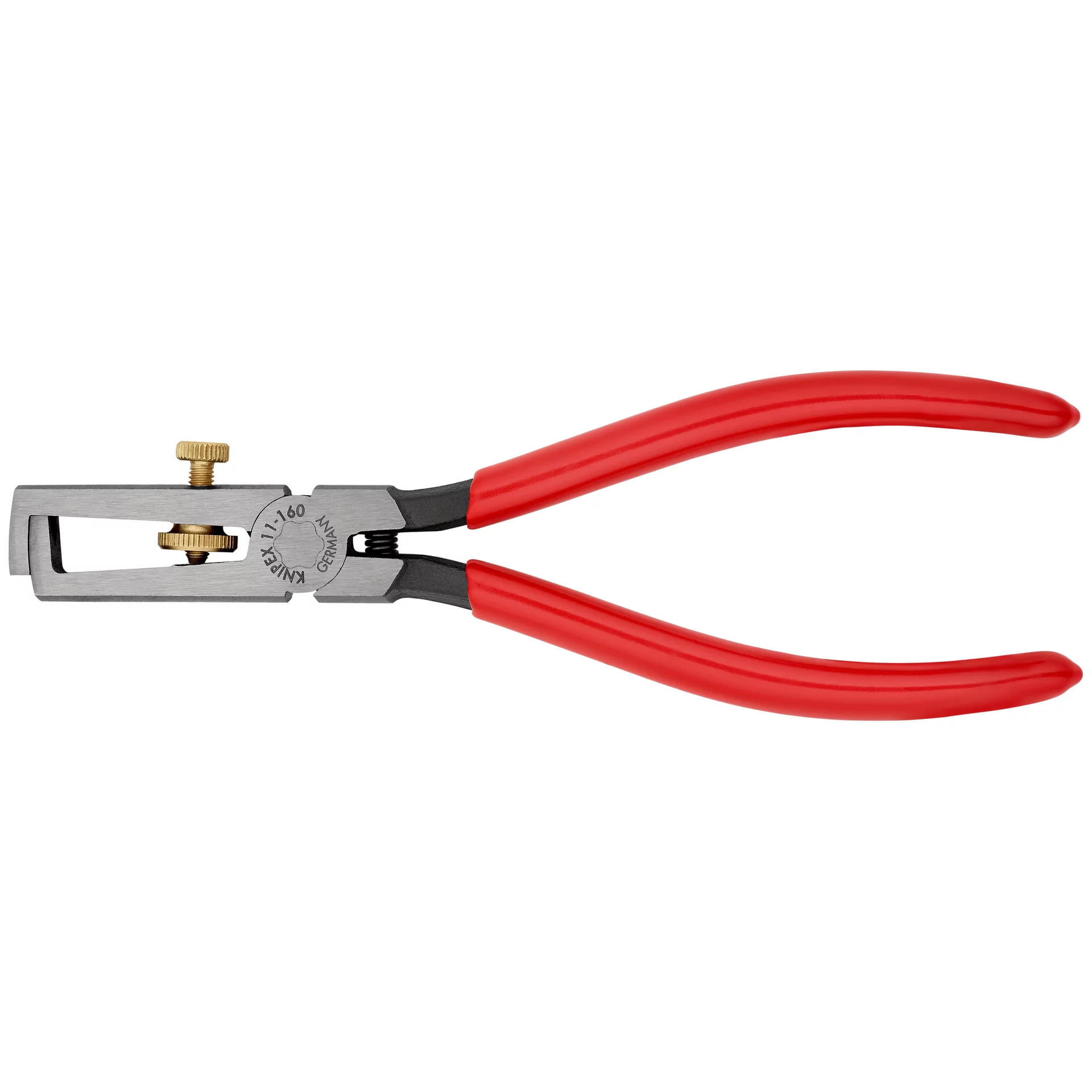 Стриппер для одно/много/тонкожил. кабеля, зачистка: d 5 мм (10 мм², AWG 7), пружина, L-160 мм, c регулировкой, чёрн., 1-к ручки KN-1101160