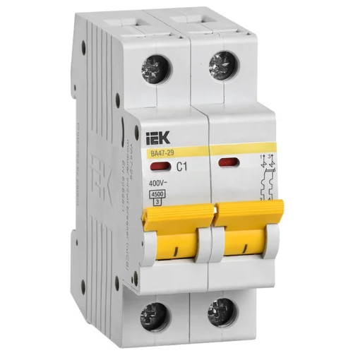 Выключатель автоматический модульный 2п C 1А 4.5кА ВА47-29 IEK MVA20-2-001-C