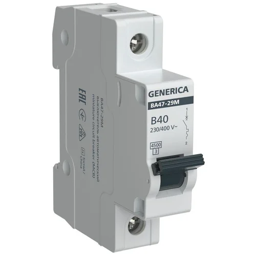 Выключатель автоматический модульный 1п B 40А 4.5кА ВА47-29М GENERICA MVA21-1-040-B-G