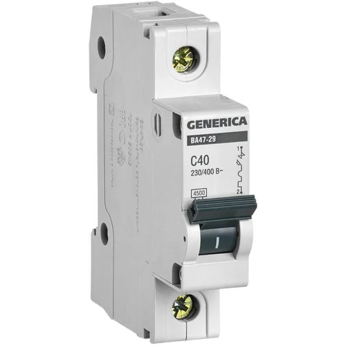 Выключатель автоматический модульный 1п C 40А 4.5кА ВА47-29 GENERICA MVA25-1-040-C