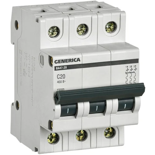 Выключатель автоматический модульный 3п C 20А 4.5кА ВА47-29 GENERICA MVA25-3-020-C