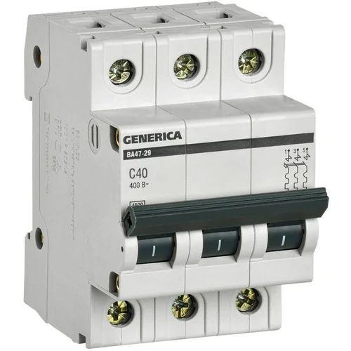 Выключатель автоматический модульный 3п C 40А 4.5кА ВА47-29 GENERICA MVA25-3-040-C