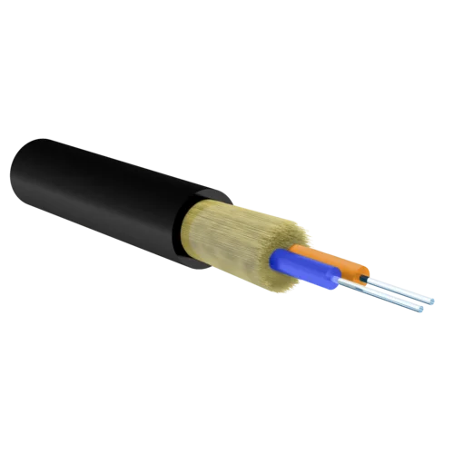 Кабель волоконно-оптический, 2 волокна, одномодовый 9/125мкм, стандарта OS2, распределительный, с плотным буфером, LSZH -40C нг(A)-HFLTx, черный