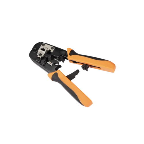 Инструмент NIKOMAX обжимной, 2 гнезда, с храповиком, совместим с коннекторами: RJ45/8P8C (в т.ч. с сквозными), RJ12/6P6C, RJ11/6P4C