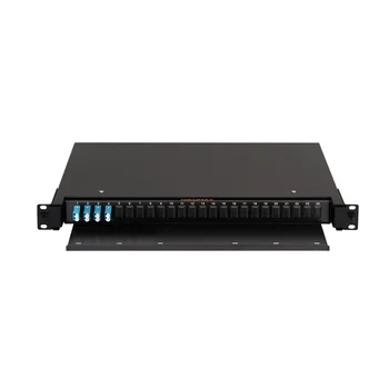 Оптический кросс NIKOMAX 19" Premium Line, 1U, укомплектованный на 8 портов LC/UPC (4 двойных LC/UPC адаптера), SM 9/125 OS2, выдвижной, с полкой