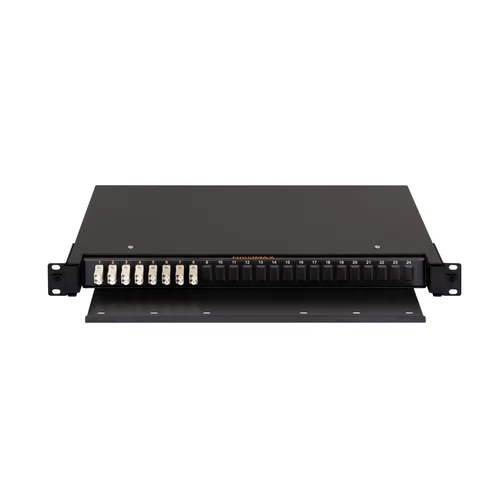 Оптический кросс NIKOMAX 19" Premium Line, 1U, укомплектованный на 16 портов LC/UPC (8 двойных LC/UPC адаптеров), MM 50/125 OM2, выдвижной, с полкой Оптический кросс NIKOMAX 19" Premium Line, 1U, укомплектованный на 16 портов LC/UPC (8 двойных LC/UPC адаптеров), MM 50/125 OM2, выдвижной, с полкой