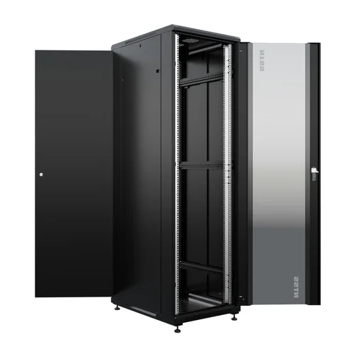 19" Напольный серверный шкаф NTSS ПРЕМИУМ 42U 600x800 мм, передняя дверь стекло, задняя глухая металл, боковые стенки, регулируемые опоры, RAL 9005