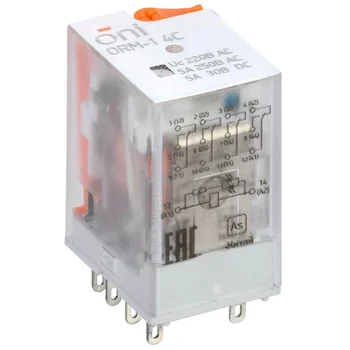 Реле интерфейсное ORM-1 4C 220В AC с LED и тест. кнопкой ONI ORM-1-4C-AC220V-L-B Реле интерфейсное ORM-1 4C 220В AC с LED и тест. кнопкой ONI ORM-1-4C-AC220V-L-B
