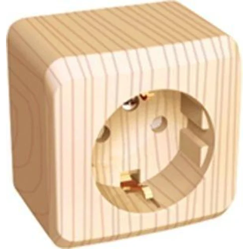 Розетка 1-м ОП Этюд Дача 16А IP20 250В с заземл. защ. шторки сосна SE PA16-004D