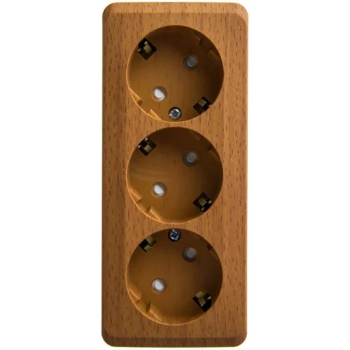 Розетка 3-м ОП Этюд 16А 250В с заземл. защ. шторки бук SE PA16-012T Розетка 3-м ОП Этюд 16А 250В с заземл. защ. шторки бук SE PA16-012T