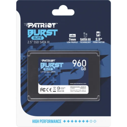 Накопитель SSD Patriot SATA-III 960GB PBE960GS25SSDR Burst Elite 2.5" Накопитель SSD Patriot SATA-III 960GB PBE960GS25SSDR Burst Elite 2.5"