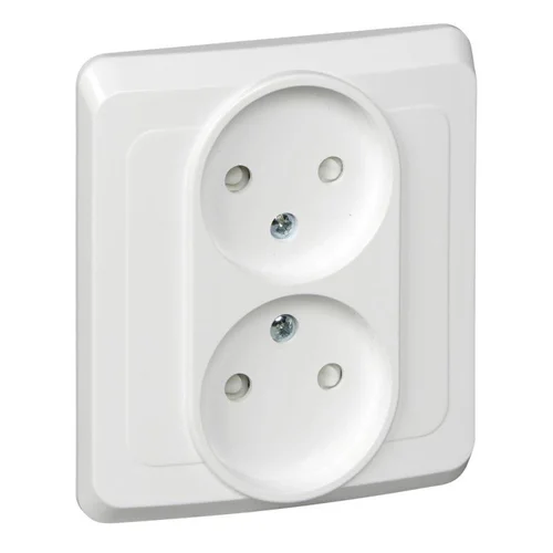 Розетка 2-м СП Этюд 16А IP20 250В без заземл. защ. шторки бел. SE PC16-006B