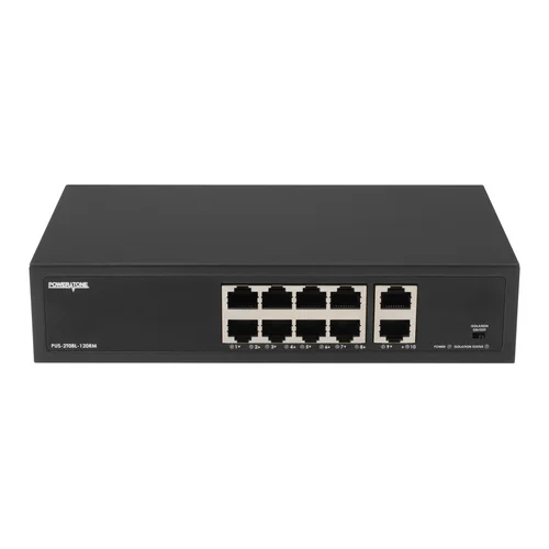 Неуправляемый 8 портовый PoE коммутатор PUS-2T08L-120RM с возможностью установки в стойку Неуправляемый 8 портовый PoE коммутатор PUS-2T08L-120RM с возможностью установки в стойку