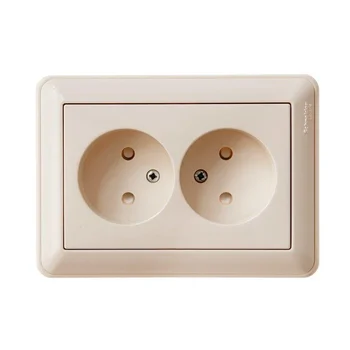 Розетка 2-м СП W59 16А IP20 без заземл. защ. шторки сл. кость SE RS16-254-28