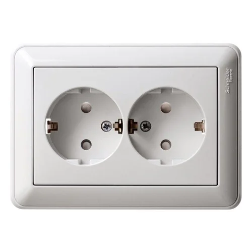 Розетка 2-м СП W59 16А IP20 с заземл. защ. шторки в сборе бел. SE RS16-255-18