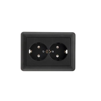 Розетка 2-м СП W59 16А IP20 с заземл. защ. шторки в сборе черн. бархат SE RS16-255-68