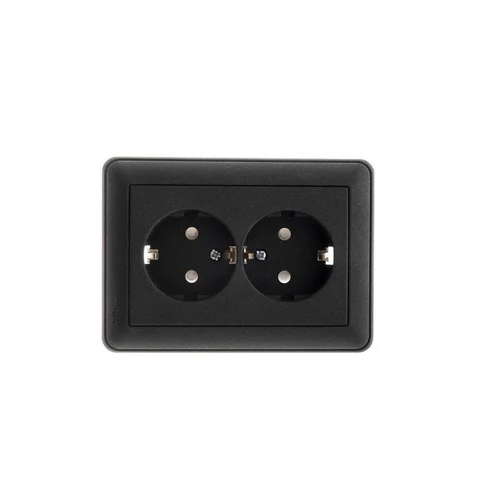 Розетка 2-м СП W59 16А IP20 с заземл. защ. шторки в сборе черн. бархат SE RS16-255-68