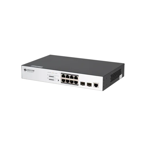 Управляемый PoE коммутатор уровня 2 BDCOM S2510-P, 8x 10/100/1000Base-T, 2x 100/1000BASE-X (SFP), PoE 802.3af/at до 130W, 220VAC