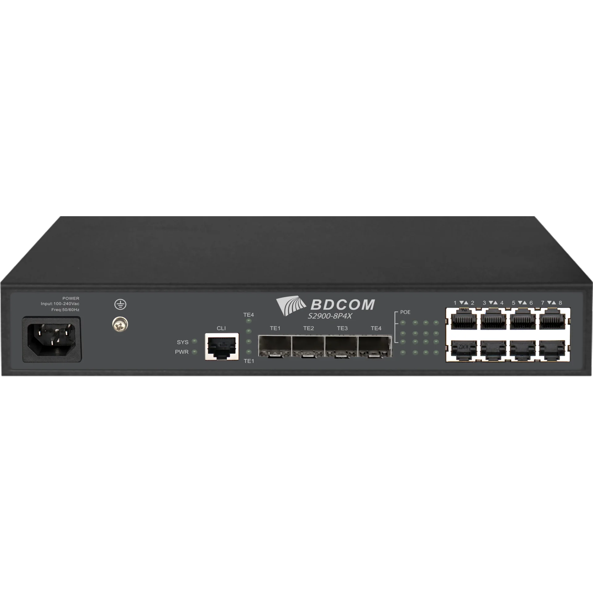 Управляемый PoE коммутатор уровня 3 BDCOM S2900-8P4X, 8x 10/100/1000Base-T PoE 802.3af/at до 125W, 4x 1/10GE SFP+, ~220V AC Управляемый PoE коммутатор уровня 3 BDCOM S2900-8P4X, 8x 10/100/1000Base-T PoE 802.3af/at до 125W, 4x 1/10GE SFP+, ~220V AC