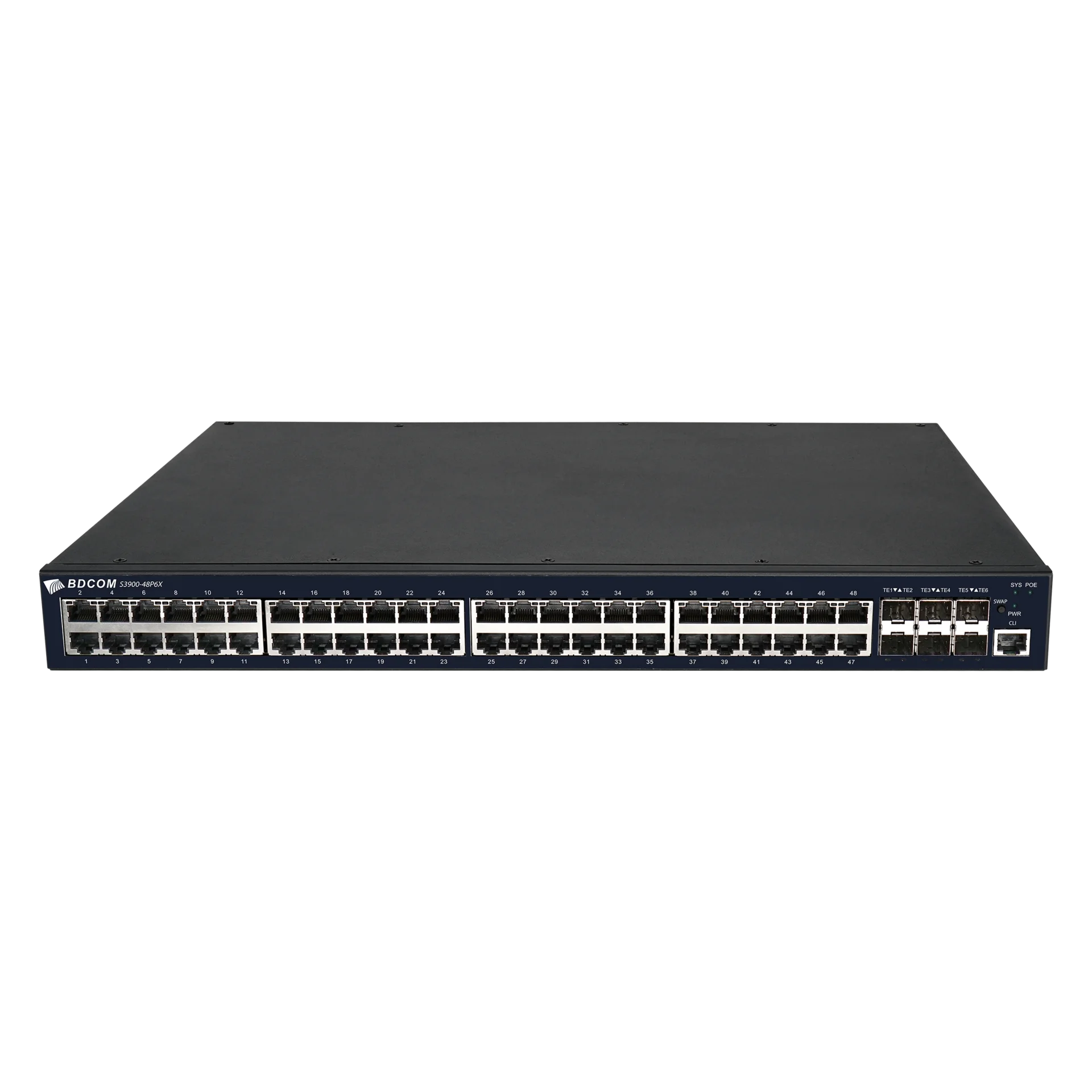 Управляемый PoE коммутатор уровня 3 BDCOM S3900-48P6X, 48x 10/100/1000BaseT PoE 802.3af/at до 740W, 6x 1/10GE SFP+, Hot Swap БП 1+1 Управляемый PoE коммутатор уровня 3 BDCOM S3900-48P6X, 48x 10/100/1000BaseT PoE 802.3af/at до 740W, 6x 1/10GE SFP+, Hot Swap БП 1+1