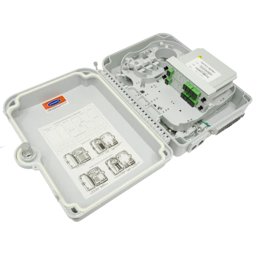 Коробка распределительная оптическая SNR-FTTH-FDB-24X (укомплектованная 2 делителями 1х4) Коробка распределительная оптическая SNR-FTTH-FDB-24X (укомплектованная 2 делителями 1х4)