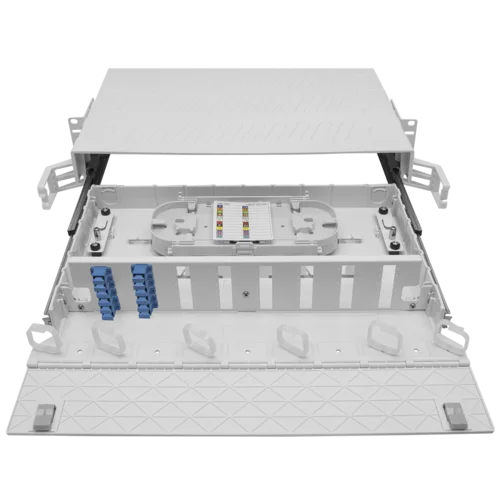 Кросс оптический 19" (ШКОС) на 48 портов SC, пластиковый выдвижной, 2U Кросс оптический 19" (ШКОС) на 48 портов SC, пластиковый выдвижной, 2U