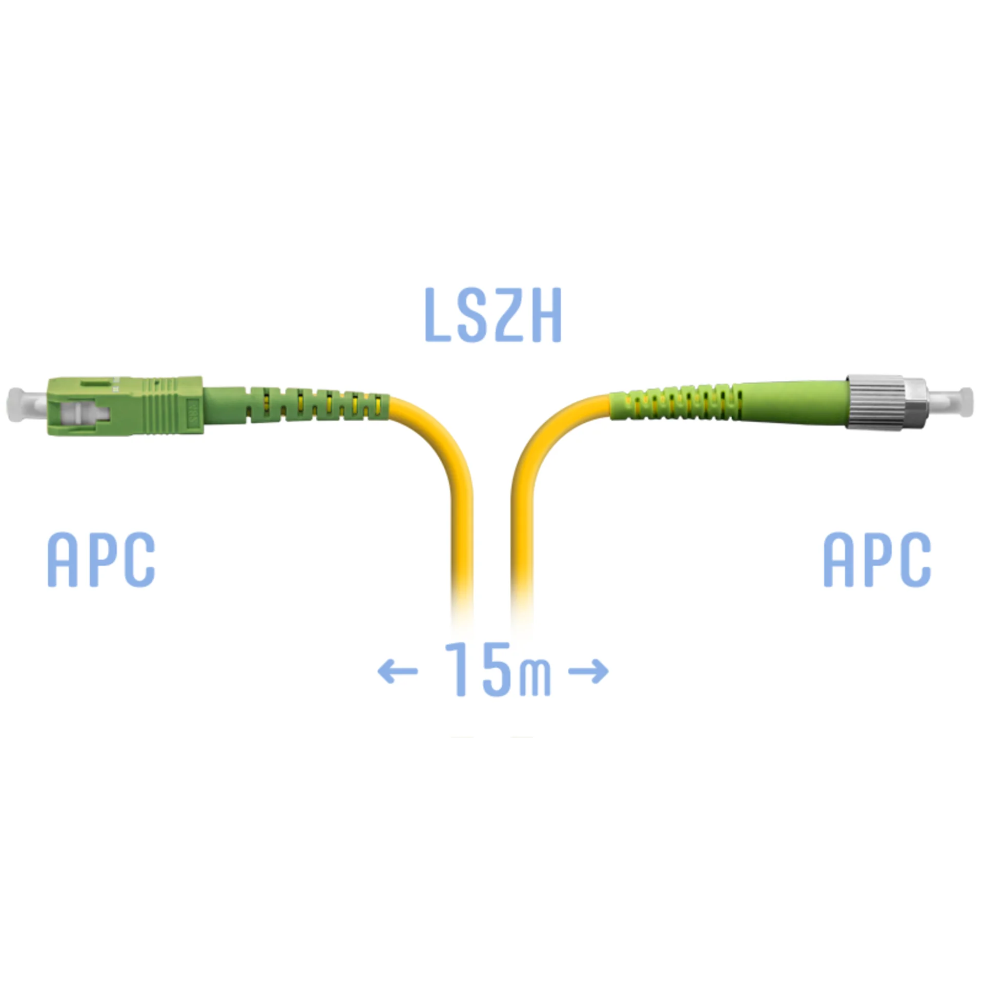 Патчкорд оптический FC/APC-SC/APC SM 15 метров