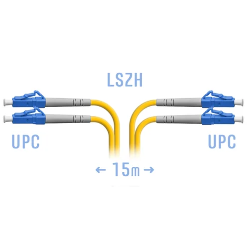 Патчкорд оптический LC/UPC SM Duplex 15 метров