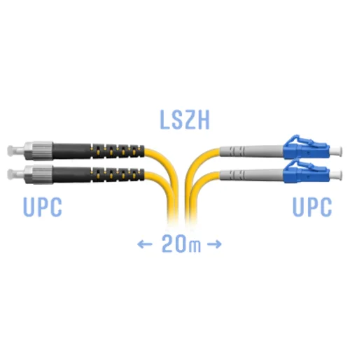 Патчкорд LC-FC/UPC SM, 20 метров дуплексный Патчкорд LC-FC/UPC SM, 20 метров дуплексный