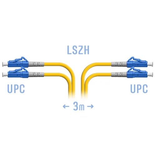 Патчкорд оптический LC/UPC SM Duplex 3 метра (короткий хвостовик)