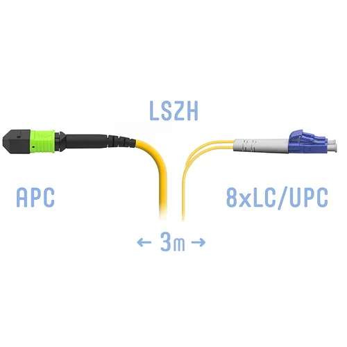 Патчкорд оптический MPO/APC-8LC/UPC SM 3 метра Патчкорд оптический MPO/APC-8LC/UPC SM 3 метра