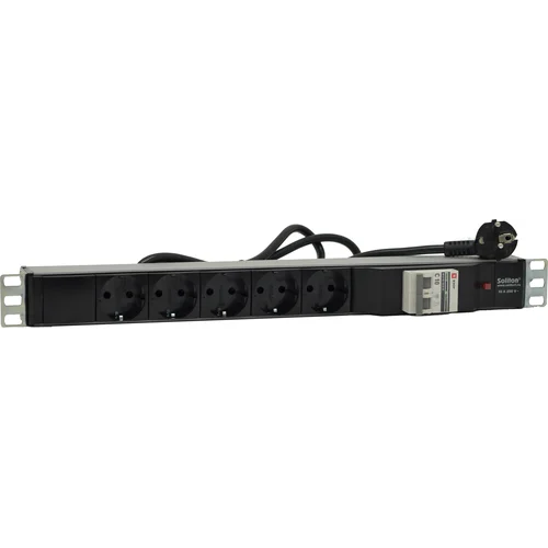 Блок сет.розеток S-5 ВА47 10A/250B~, 5 розеток Schuko (CEE 7/7), термоэлектромагнитный автоматический выключатель 2Р С10 4.5 кА, цвет серый, кабель 1