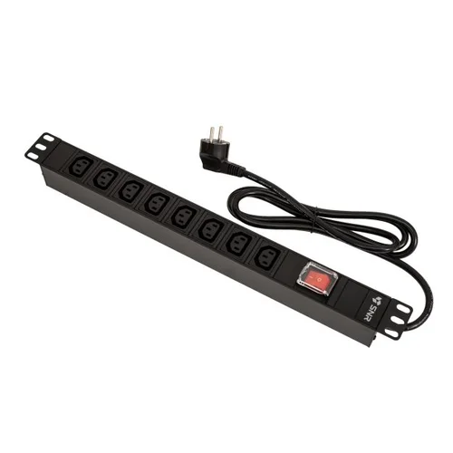 Блок электрических розеток на 8 гнезд IEC320 C13, шнур питания 1,8 м с вилкой Schuko