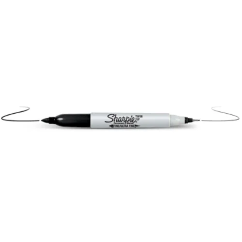 Перманентный маркер с двойным наконечником Sharpie черного цвета Перманентный маркер с двойным наконечником Sharpie черного цвета