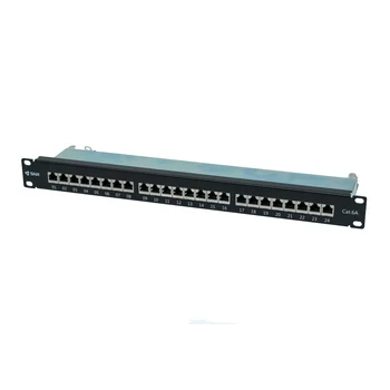 Коммутационная панель SNR, 19" экранированная, 1U, 24 порта, cat.6А, горизонтальная заделка