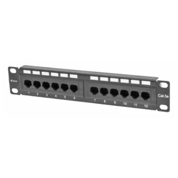 Коммутационная панель SNR, 10" неэкранированная, 1U, 12 портов, cat.5e, горизонтальная заделка